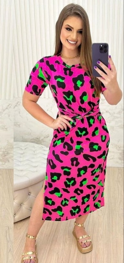 Vestido Amarração Animal Prink