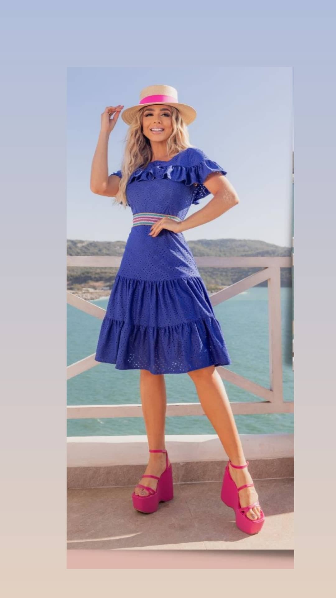 Vestido Laise Malha Azul Royal